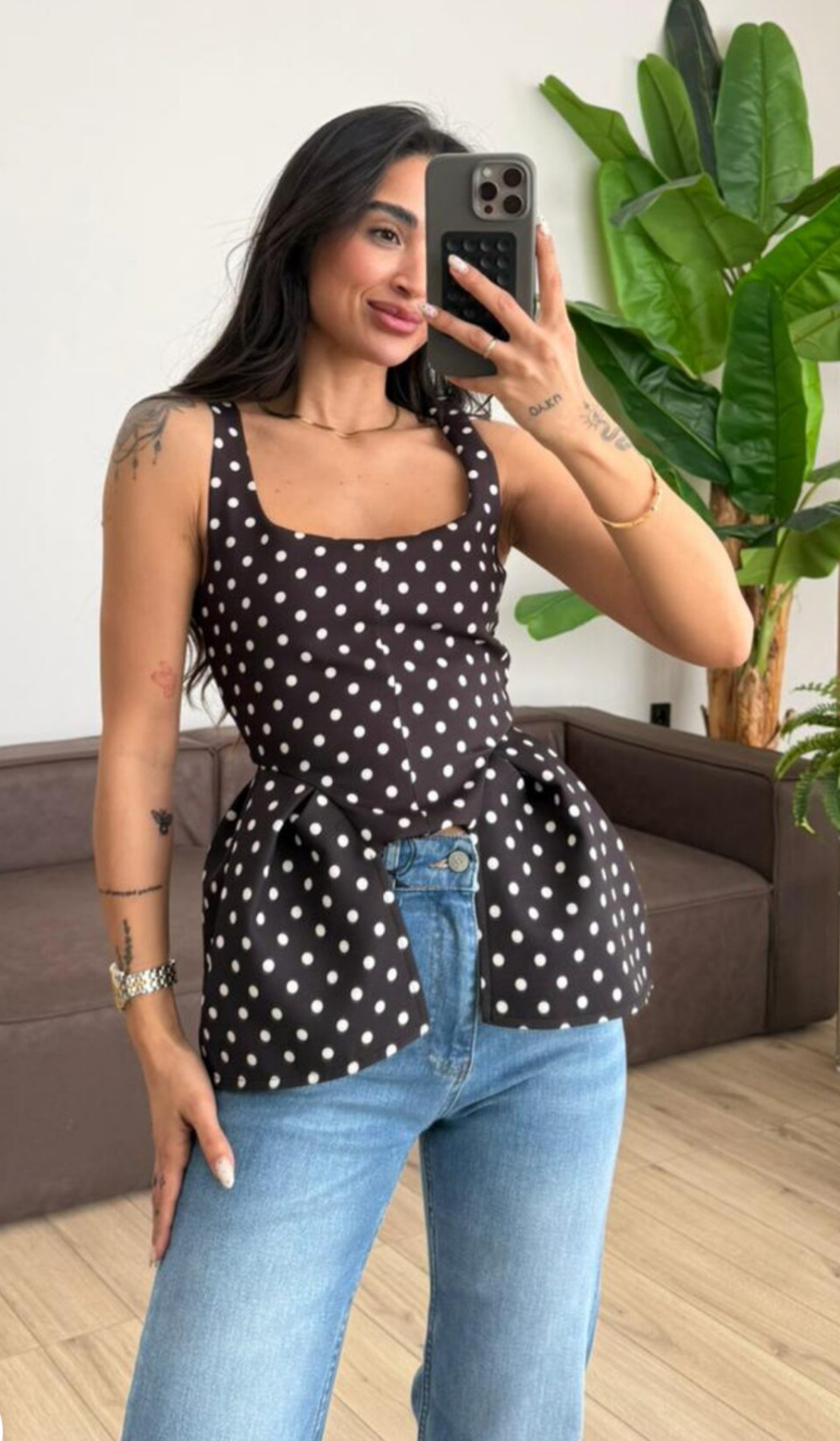 “Polka Peplum” Black - топ