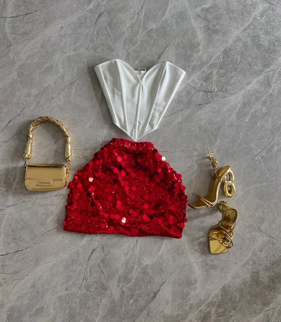 „Glam Night“ Red  къса пола пайети