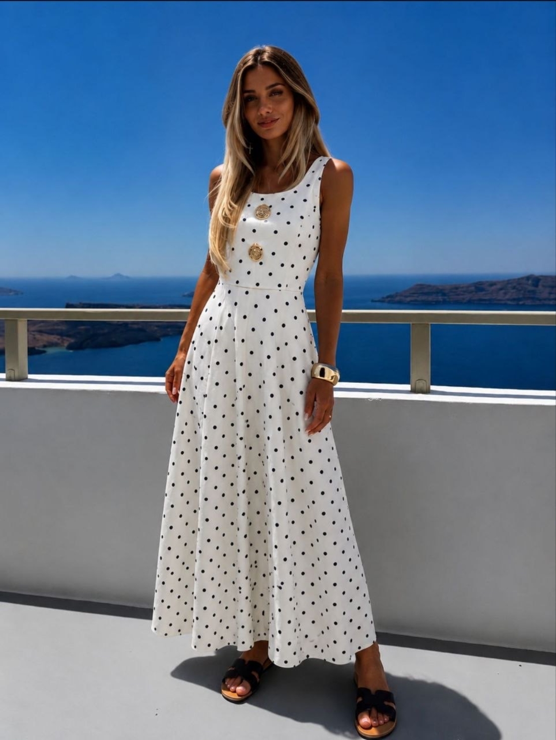 “Capri Dots” white - Лятна рокля