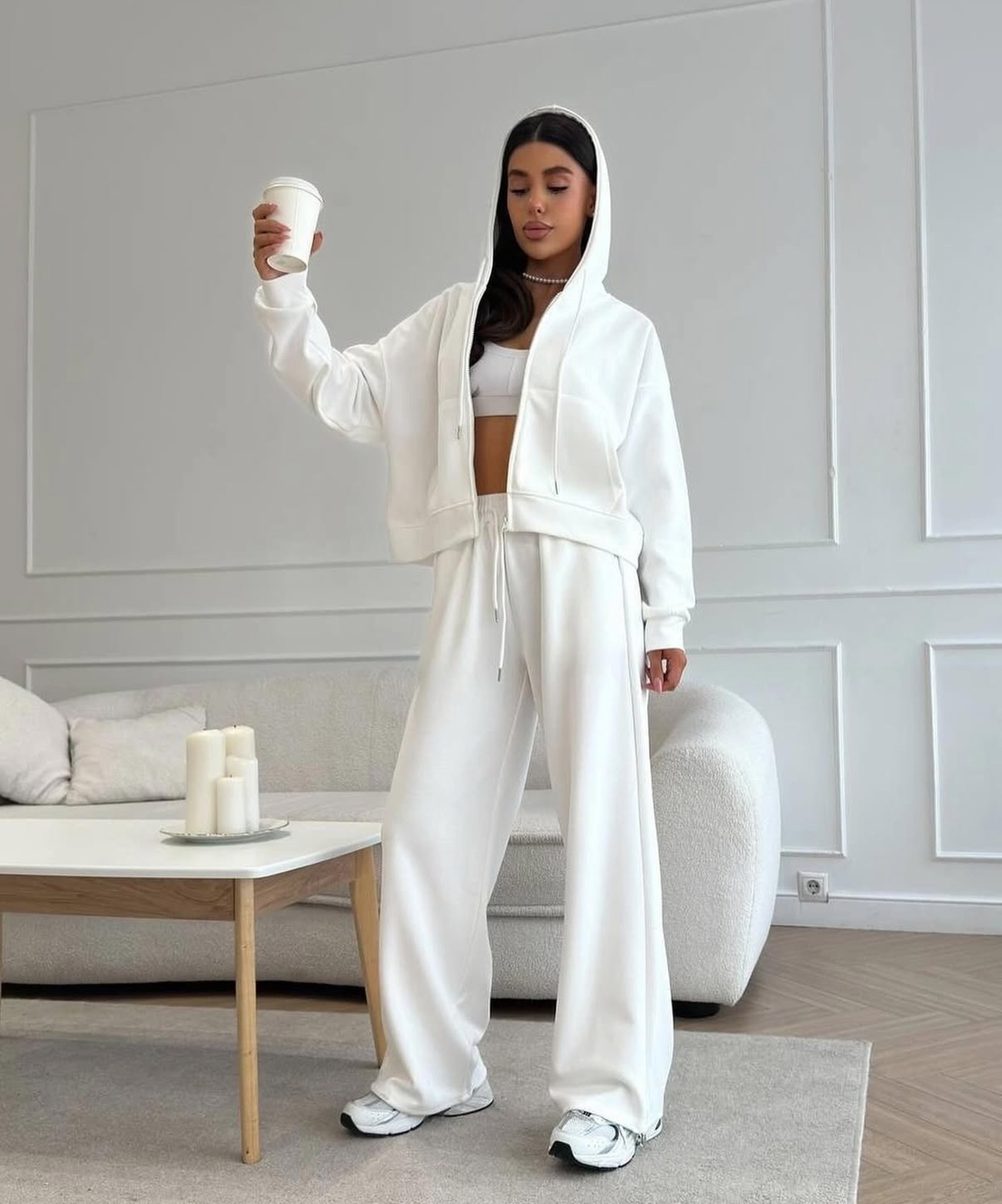 ROOV White Спортен широк екип от памук