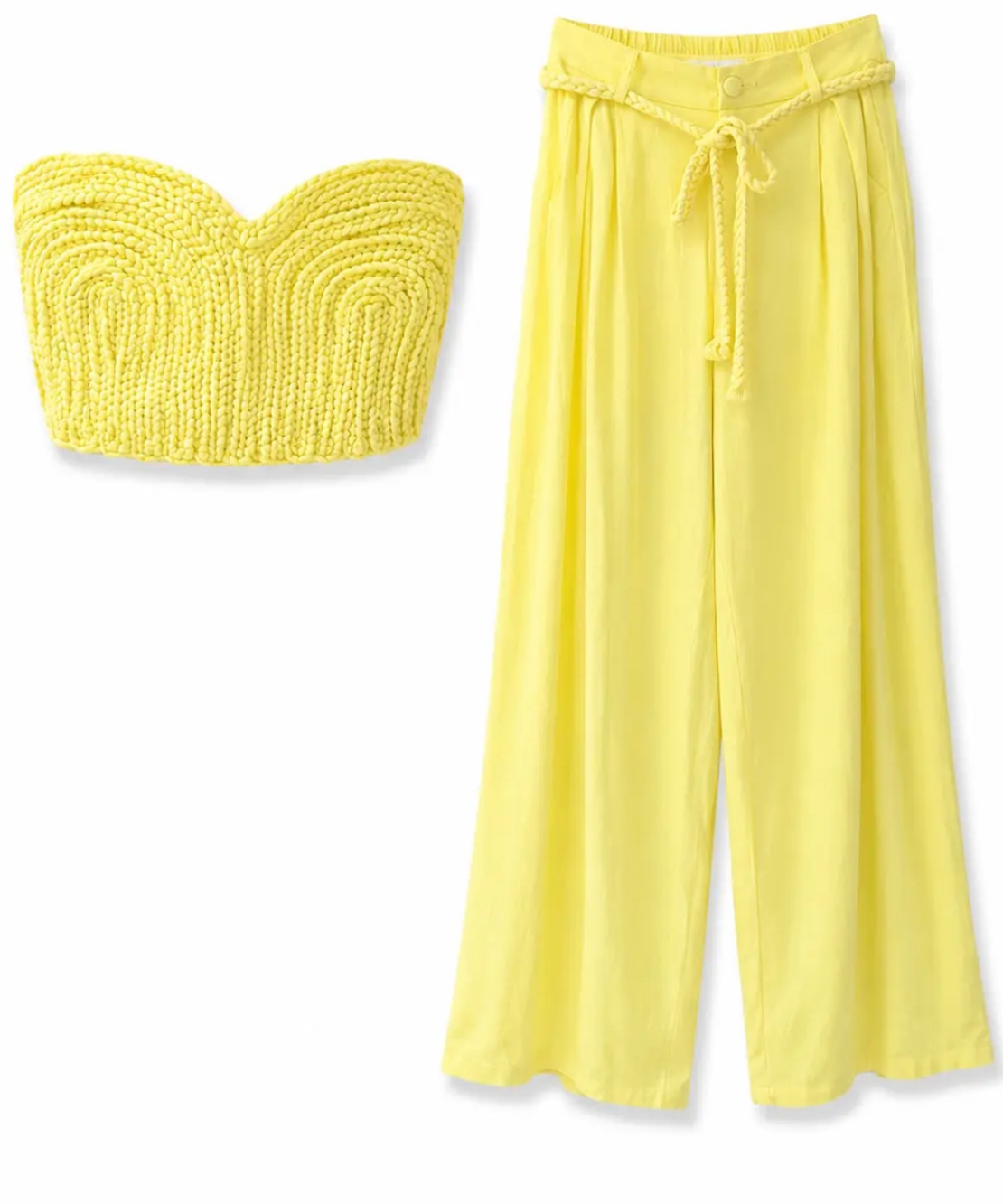 “ Limoncello” yellow – Комплект с плетен бюстие и широк панталон