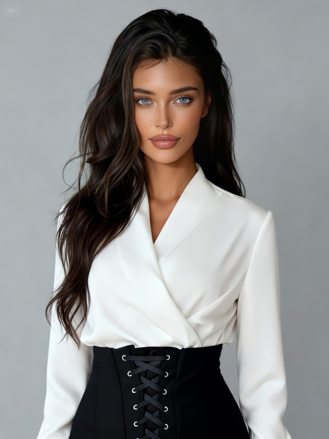 „Monique“ – бяла риза-боди и черна пола с висока талия