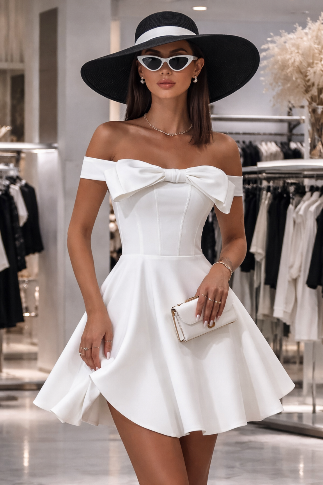 Eleganza – Елегантна рокля с панделка white