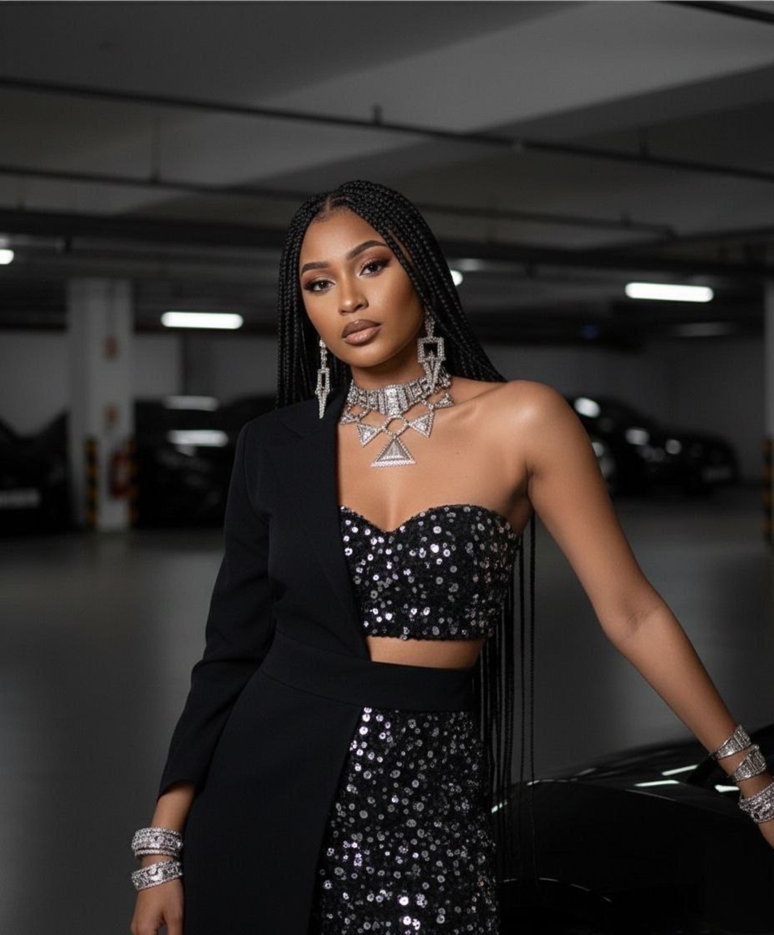 Black Glam Set – топ, къс панталон и блейзър