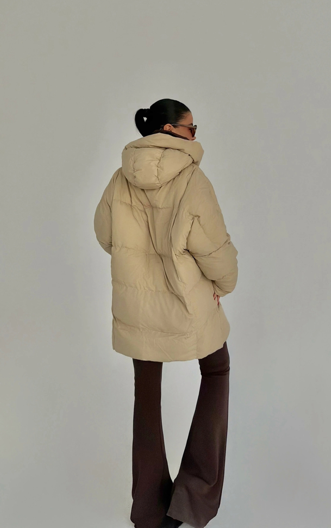 Soft Beige Puff – Бежаво миди яке тип пухенка Oversize