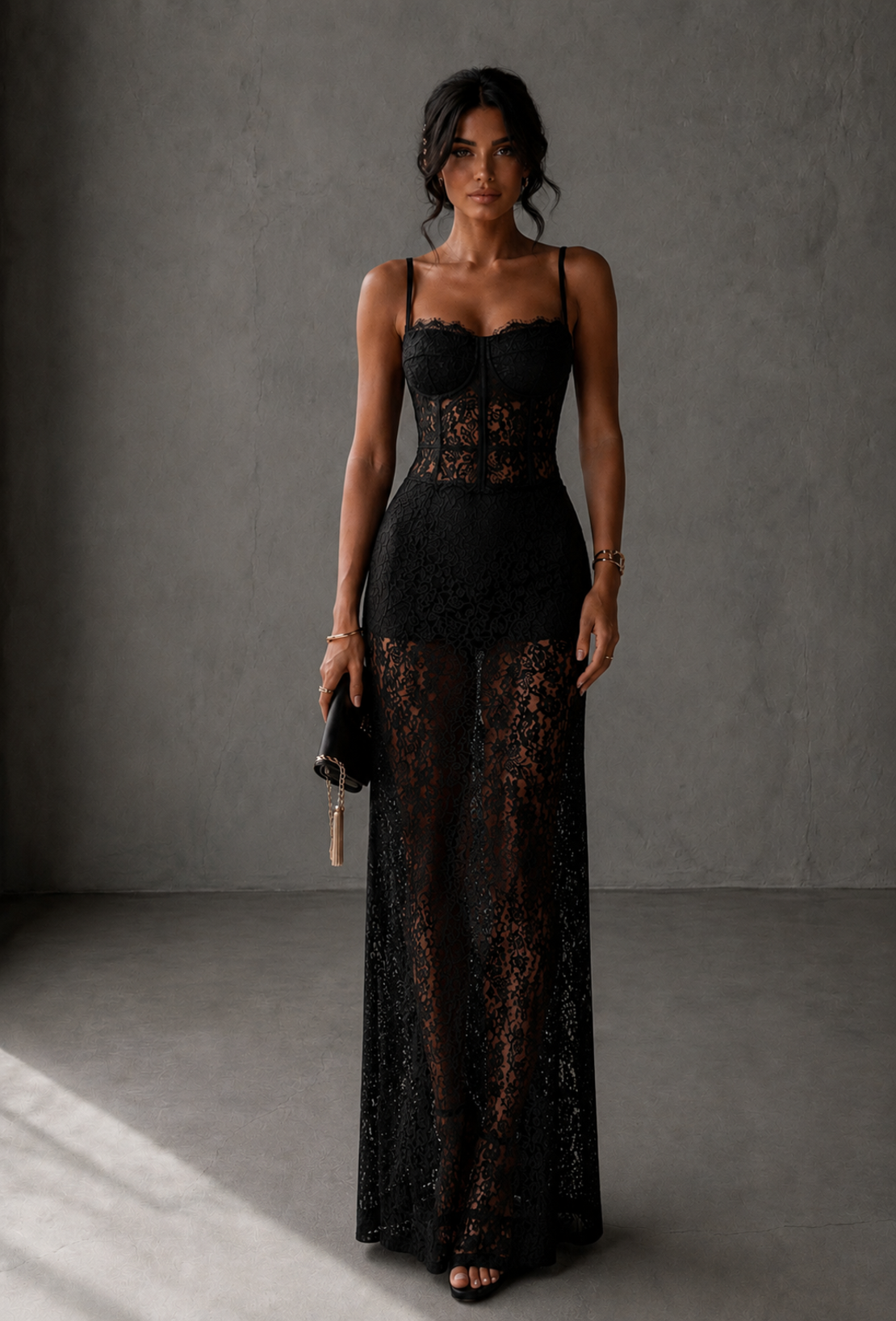 “ Celeste Lace” black - дантелена рокля