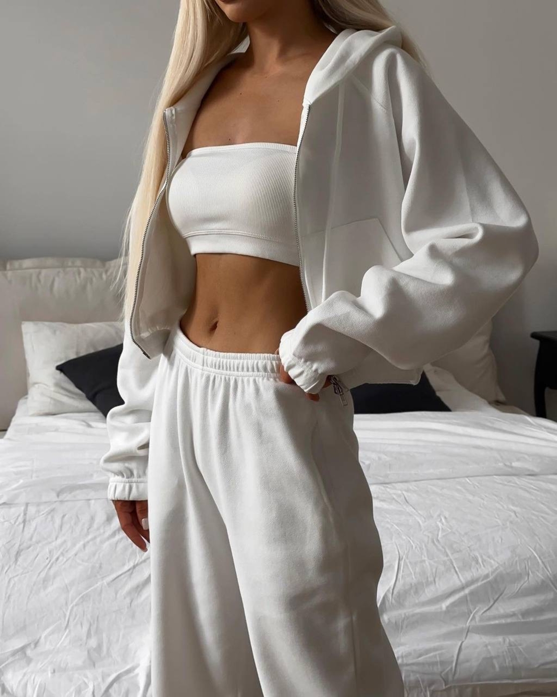 ROOV White Спортен широк екип от памук