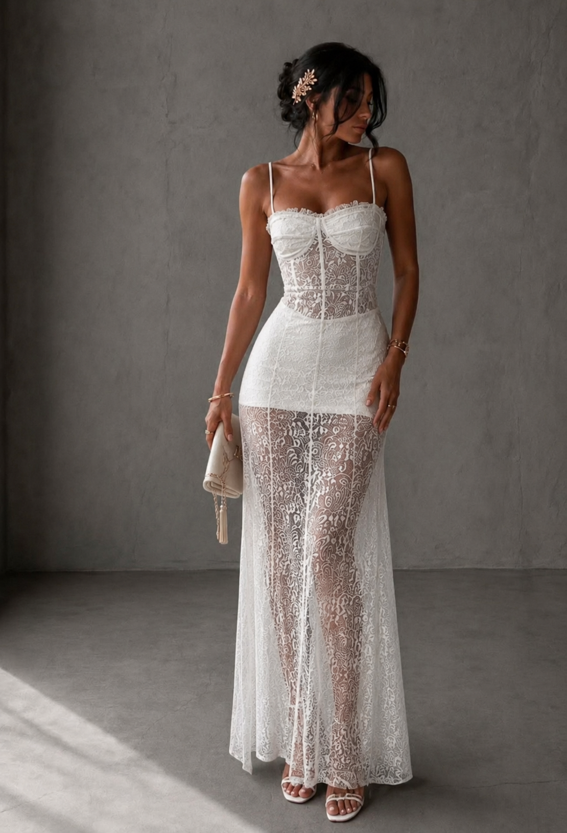 “ Celeste Lace” white - дантелена рокля