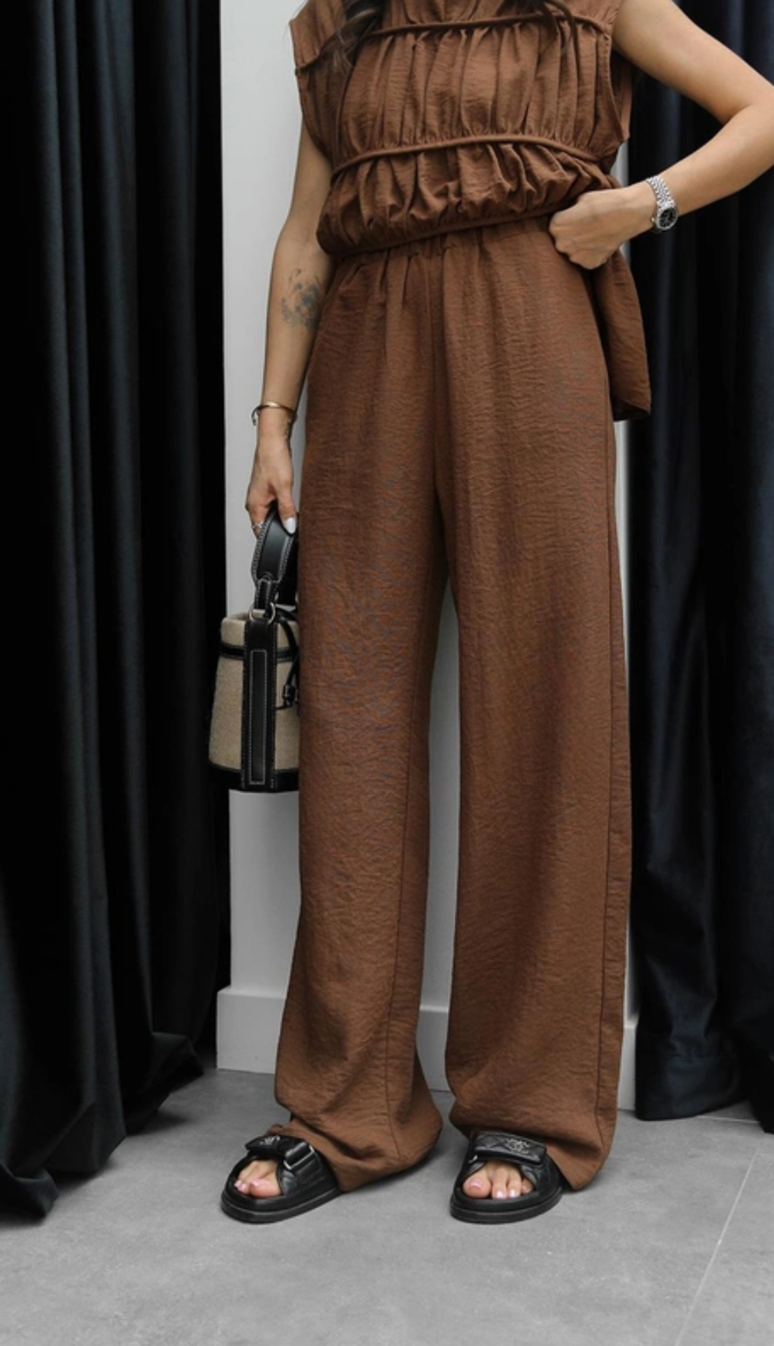 Boho Elegance Mokka-  Ленен дамски комплект