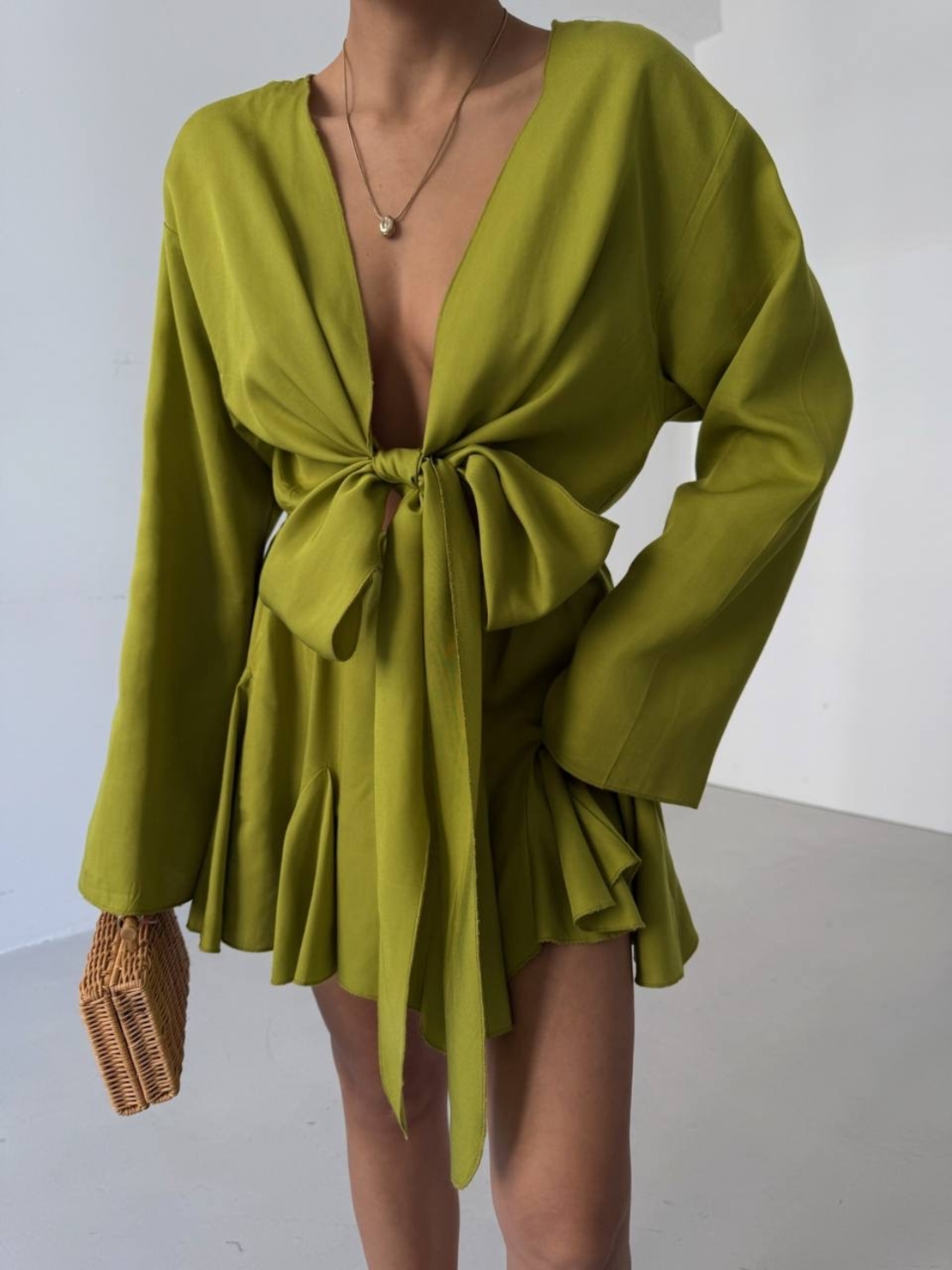 FASHION BLOOM Комплект от пола и риза с панделка green
