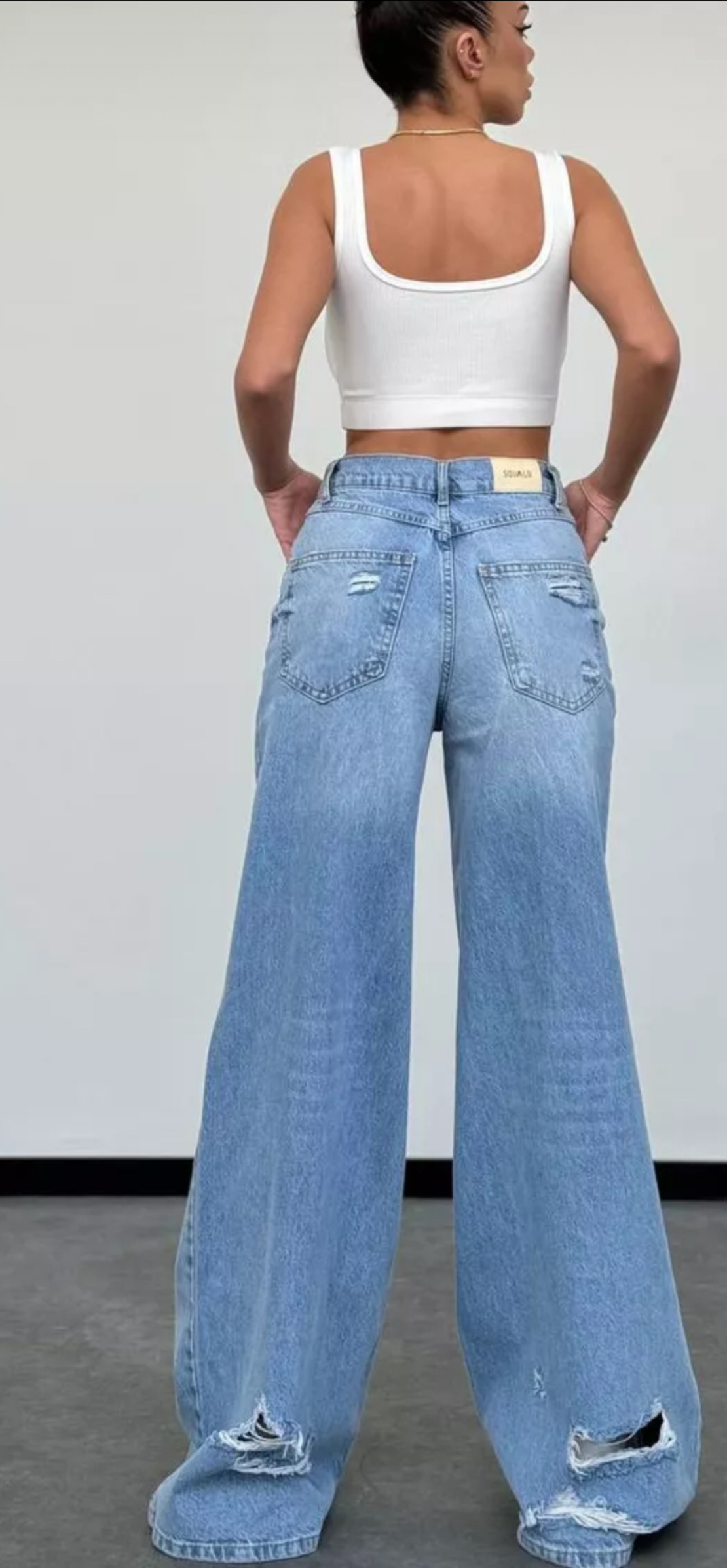 Дънки “Urban Edge” с висока талия и накъсани крачоли