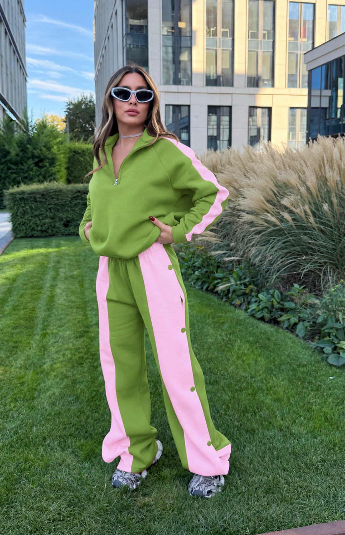 “ Urban Contrast Luxe Set “ green - спортен екип с копчета