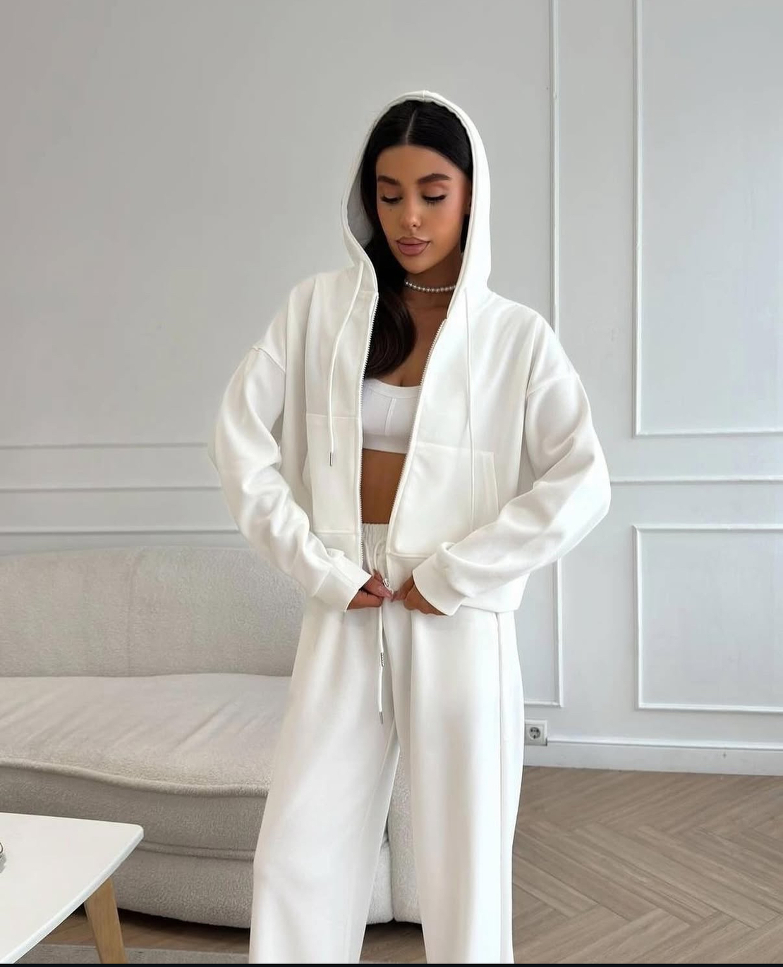 ROOV White Спортен широк екип от памук