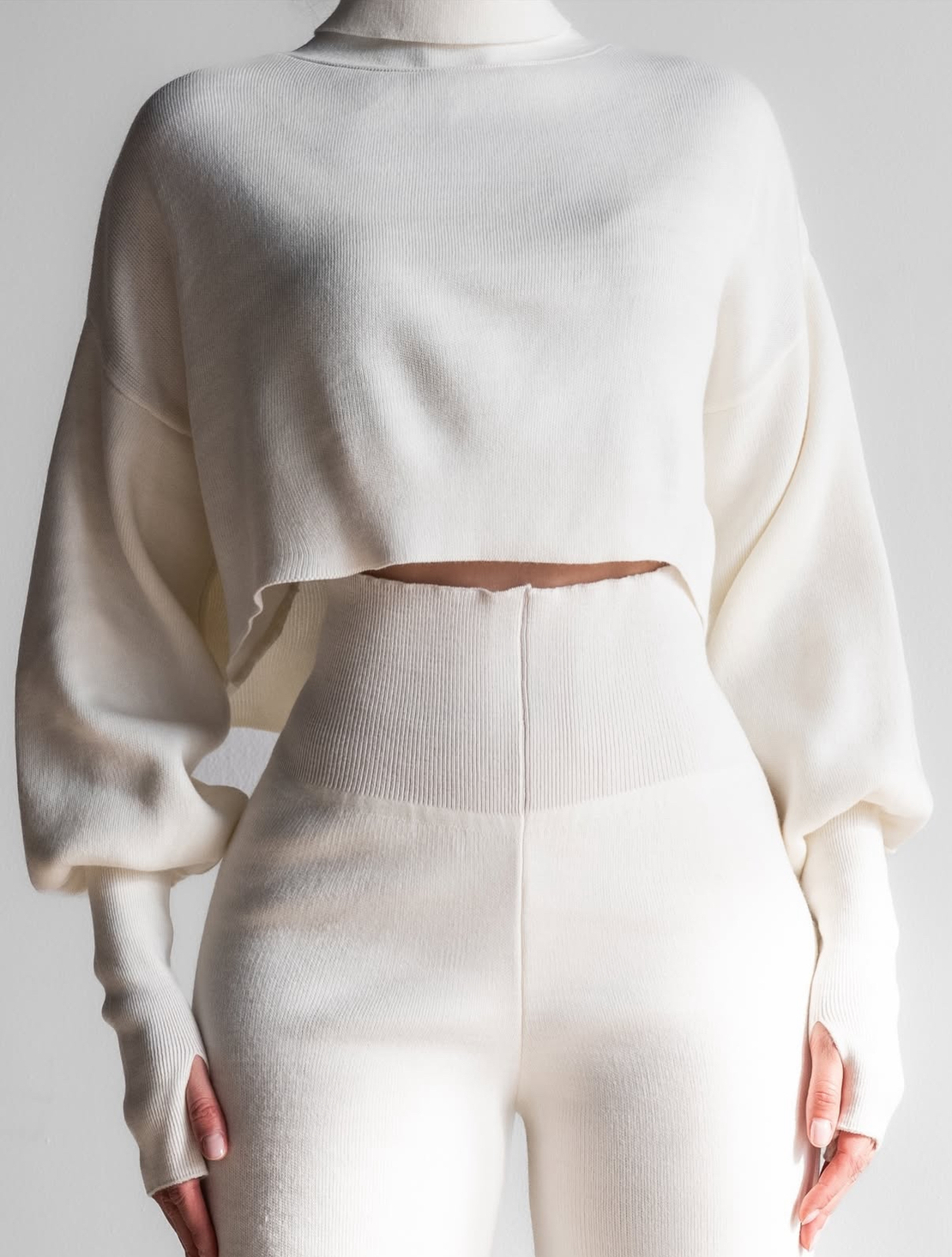 Cozy Elegance Set Ekru - плетен комплект с пуловер и панталон