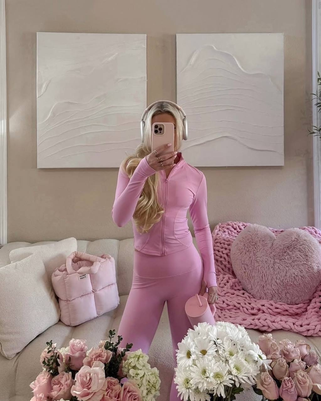 Спортен сет „ActiveFit“ Pink – комплект от клин и блуза с цип