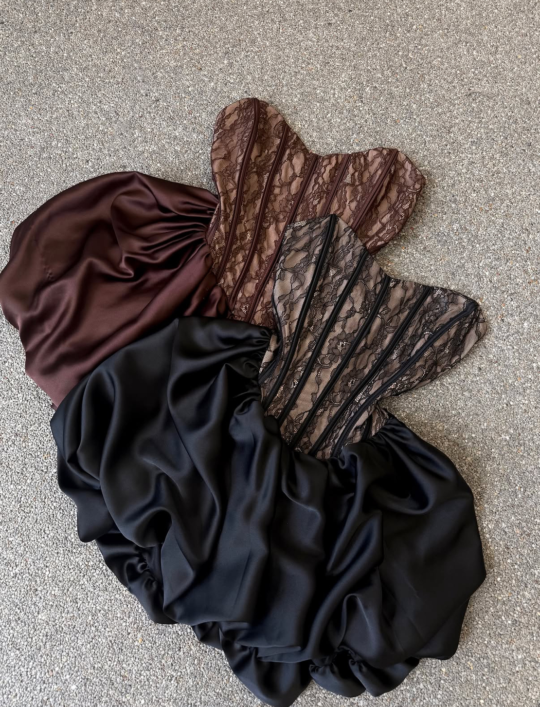 “  Corset Lace Bubble Dress” brown  - Рокля