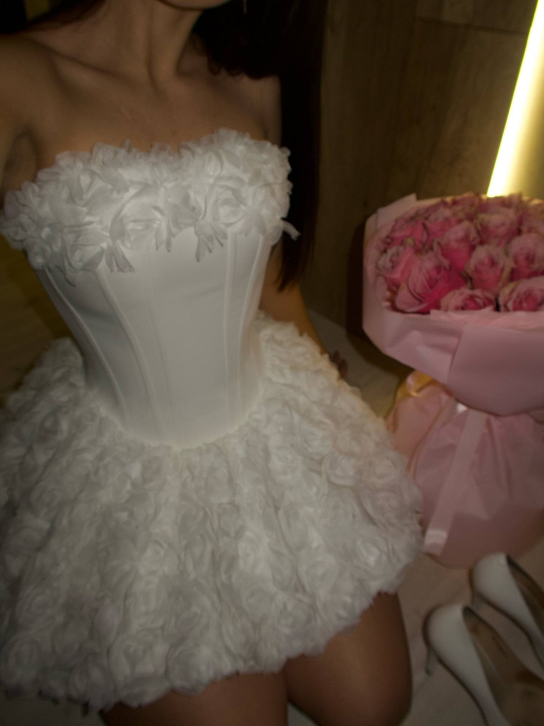 “ Angel Rosé Bloom Corset” Dress - Бяла рокля