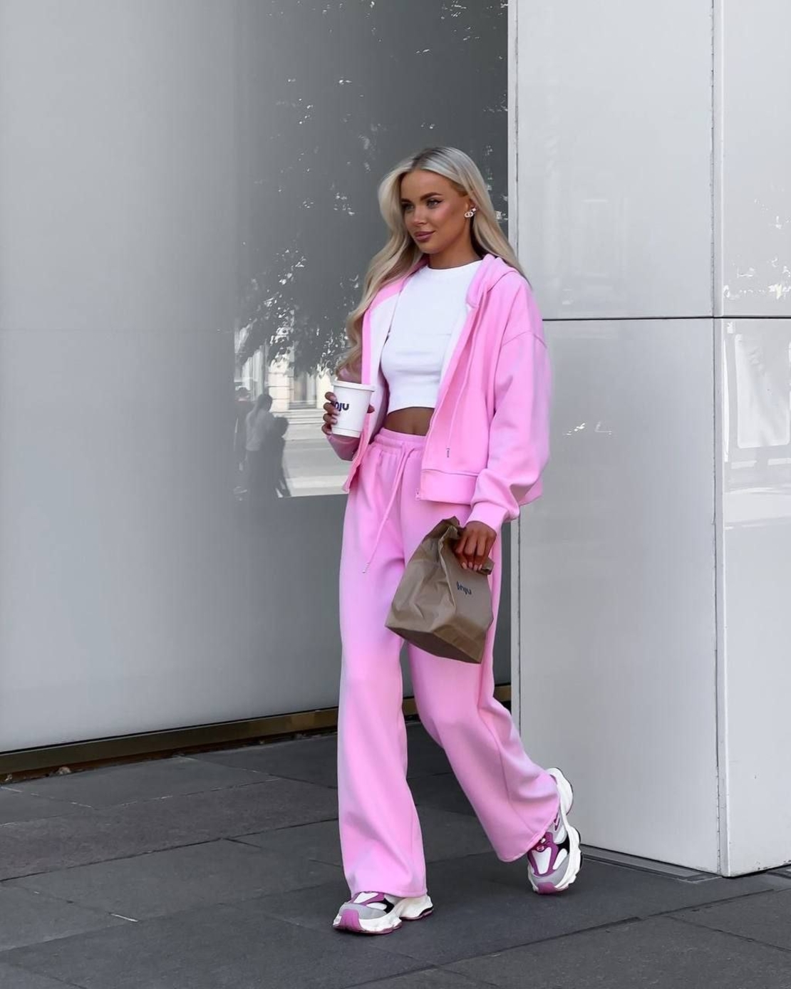 ROOV Pink Спортен широк екип от памук