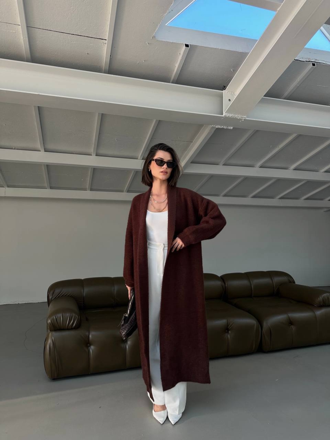 “ Soft Elegance “ brown - Дълга плетена жилетка
