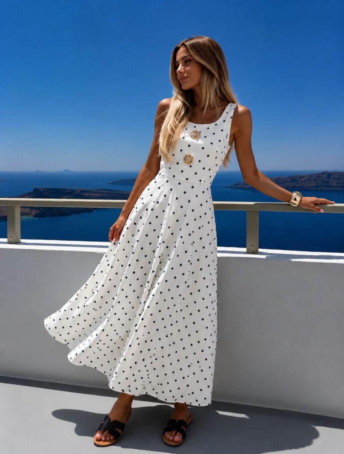 “Capri Dots” white - Лятна рокля