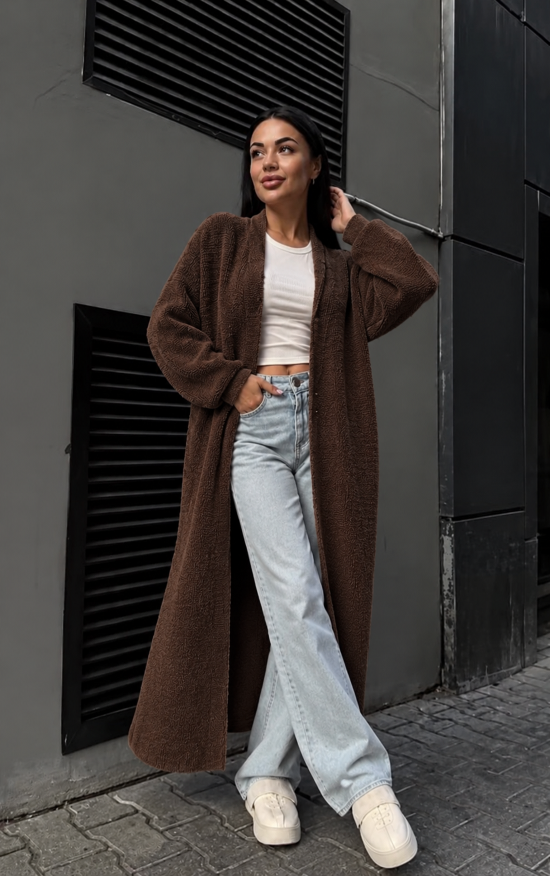 “ Soft Elegance “ brown - Дълга плетена жилетка