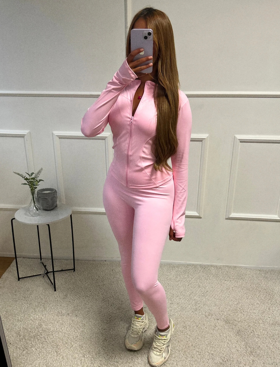 Спортен сет „ActiveFit“ Pink – комплект от клин и блуза с цип