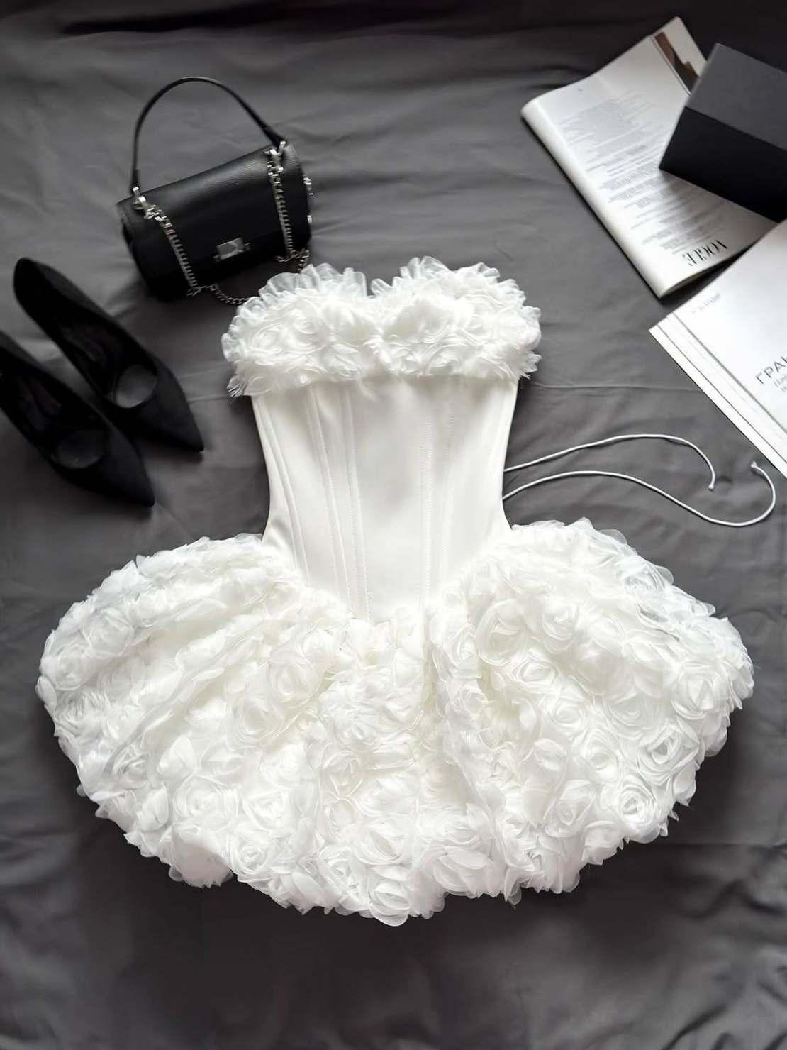 “ Angel Rosé Bloom Corset” Dress - Бяла рокля