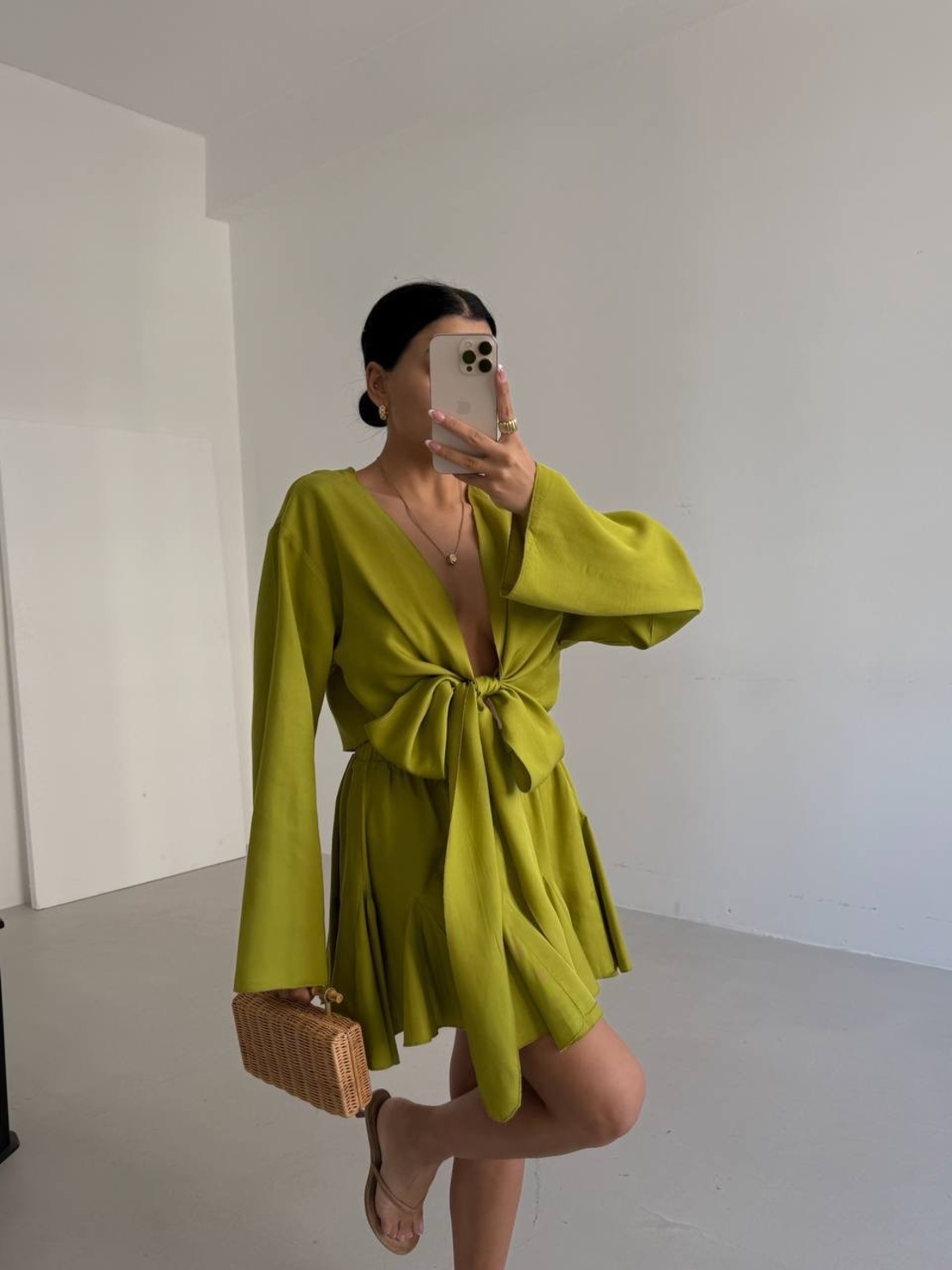 FASHION BLOOM Комплект от пола и риза с панделка green