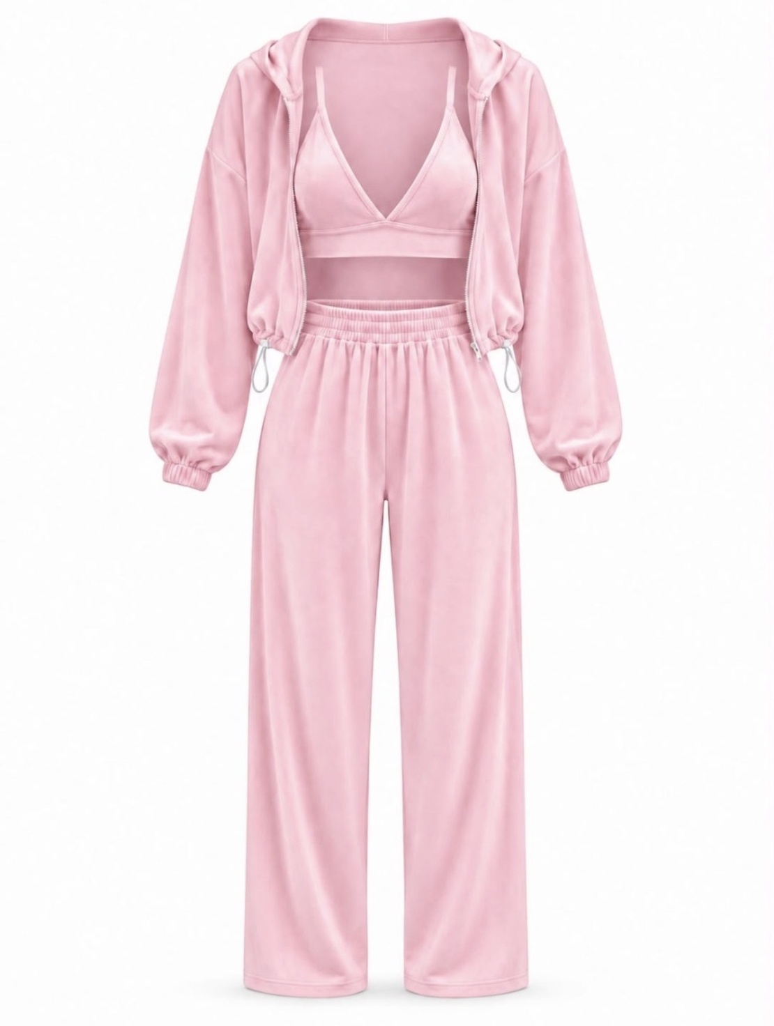 “ Velvet Glow Set “ pink - Велурен спортен екип 3 части
