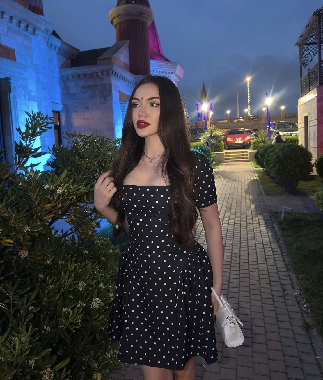 “Polka Grace” black - Рокля с връзки на гърба
