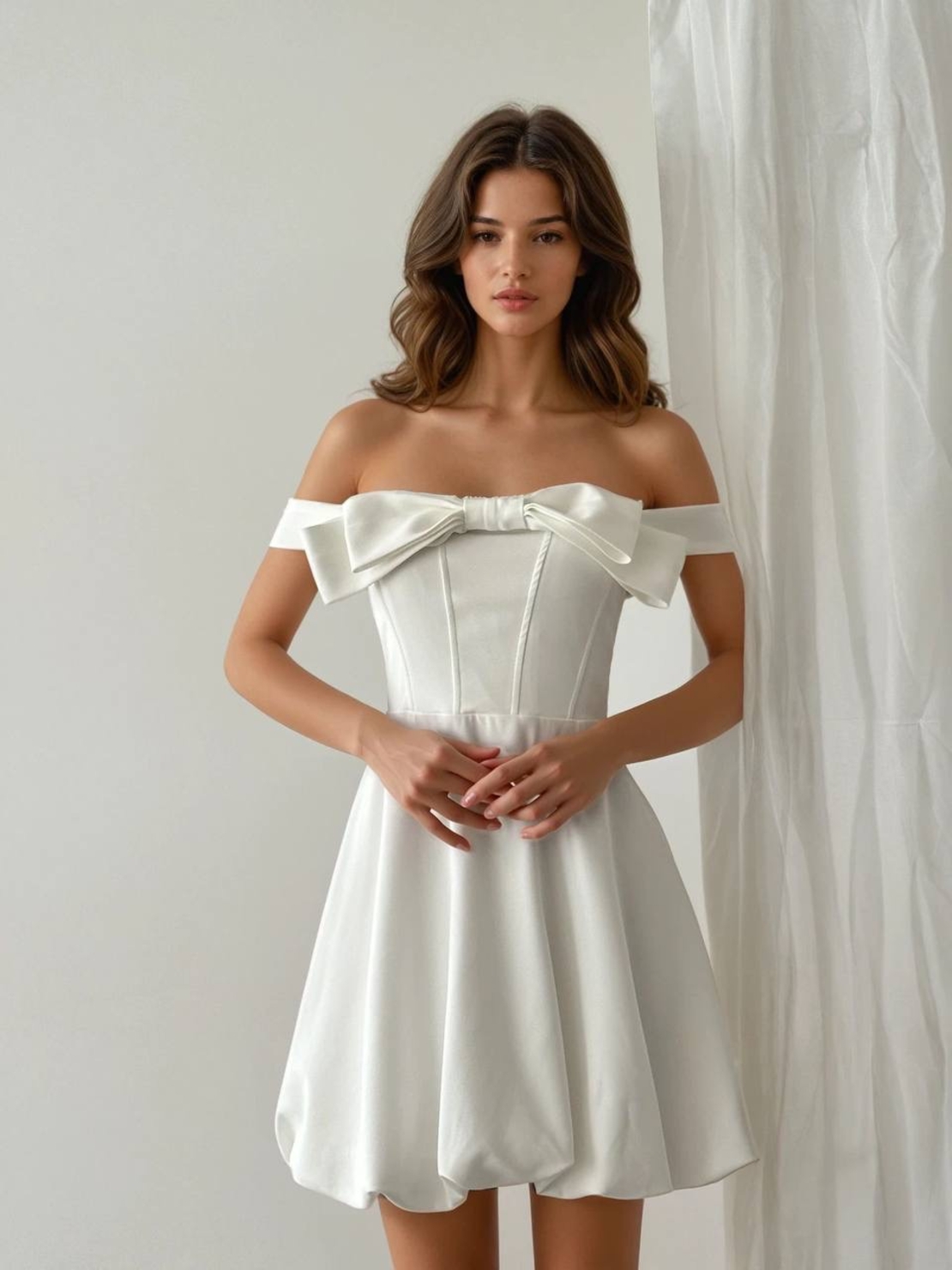 Eleganza – Елегантна рокля с панделка white