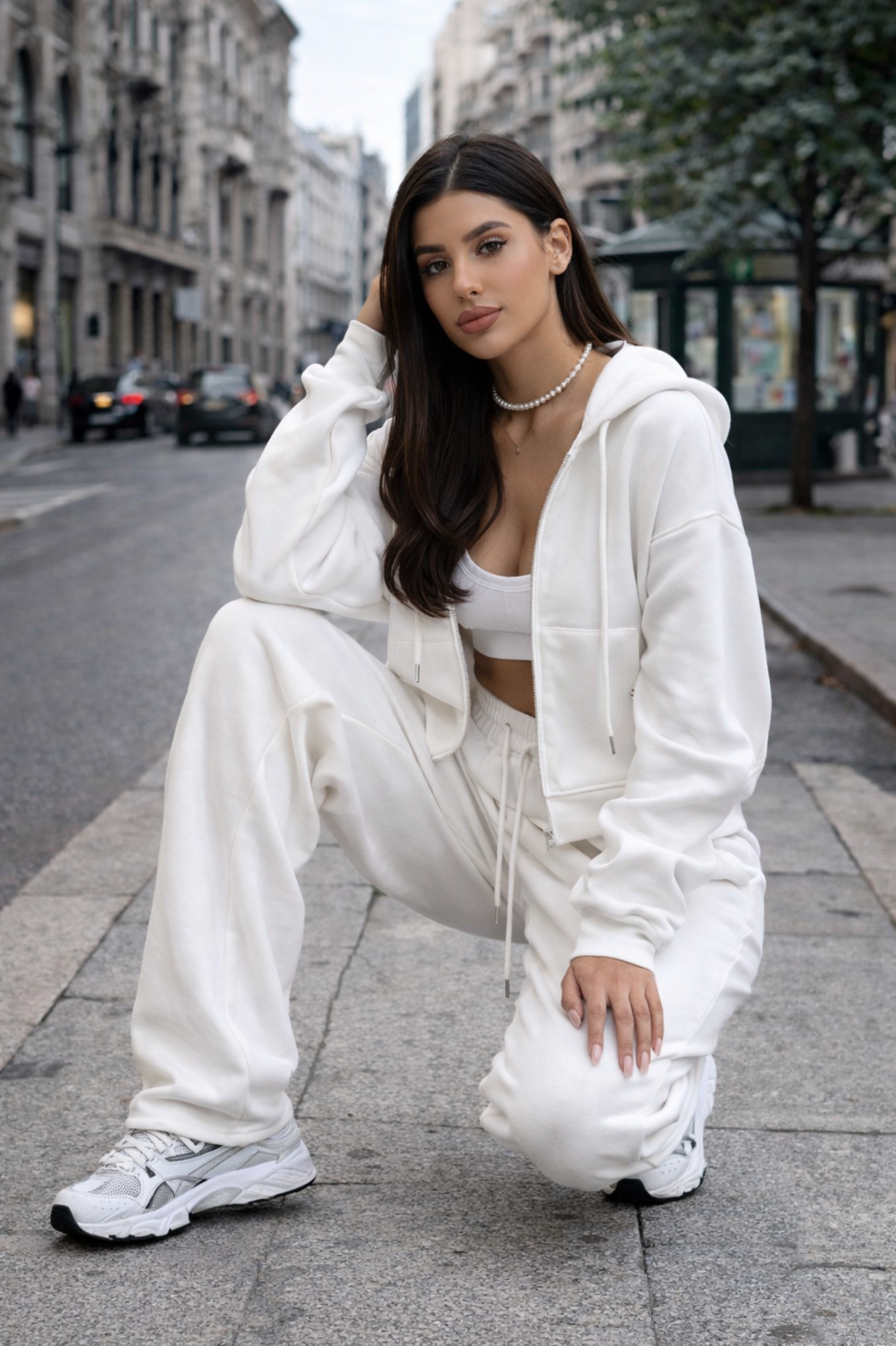 ROOV White Спортен широк екип от памук