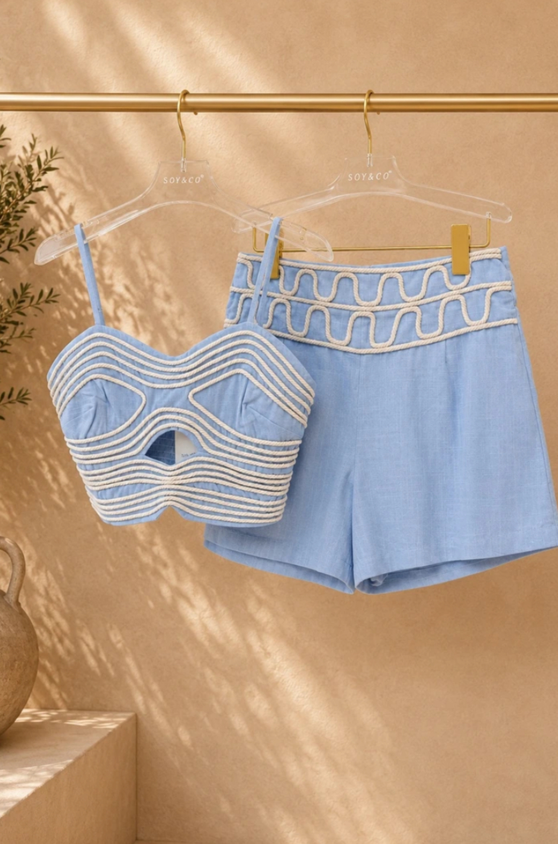 “ Summer Glow” blue – топ и къси панталони