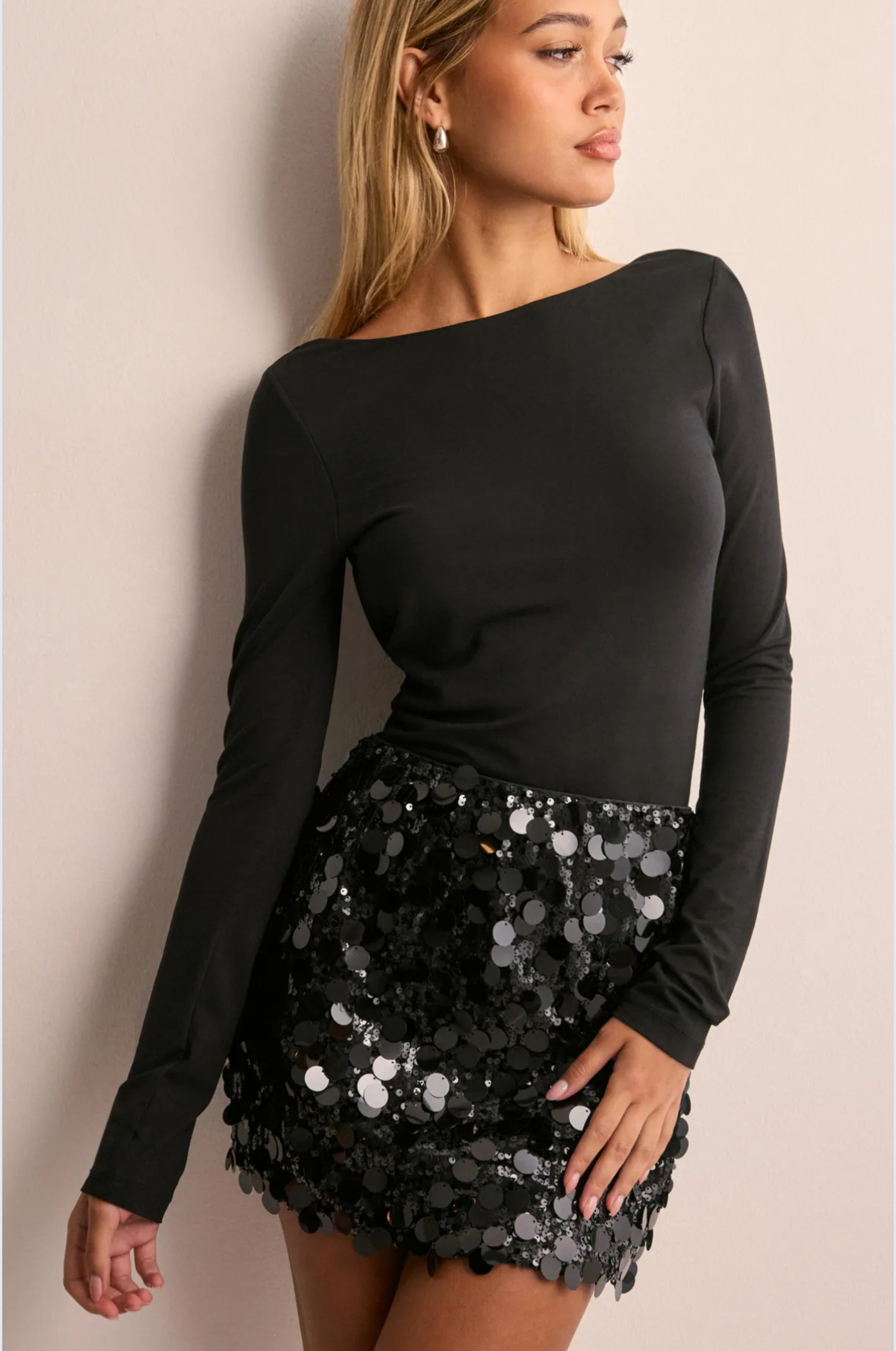 „Glam Night“ Black  къса пола пайети