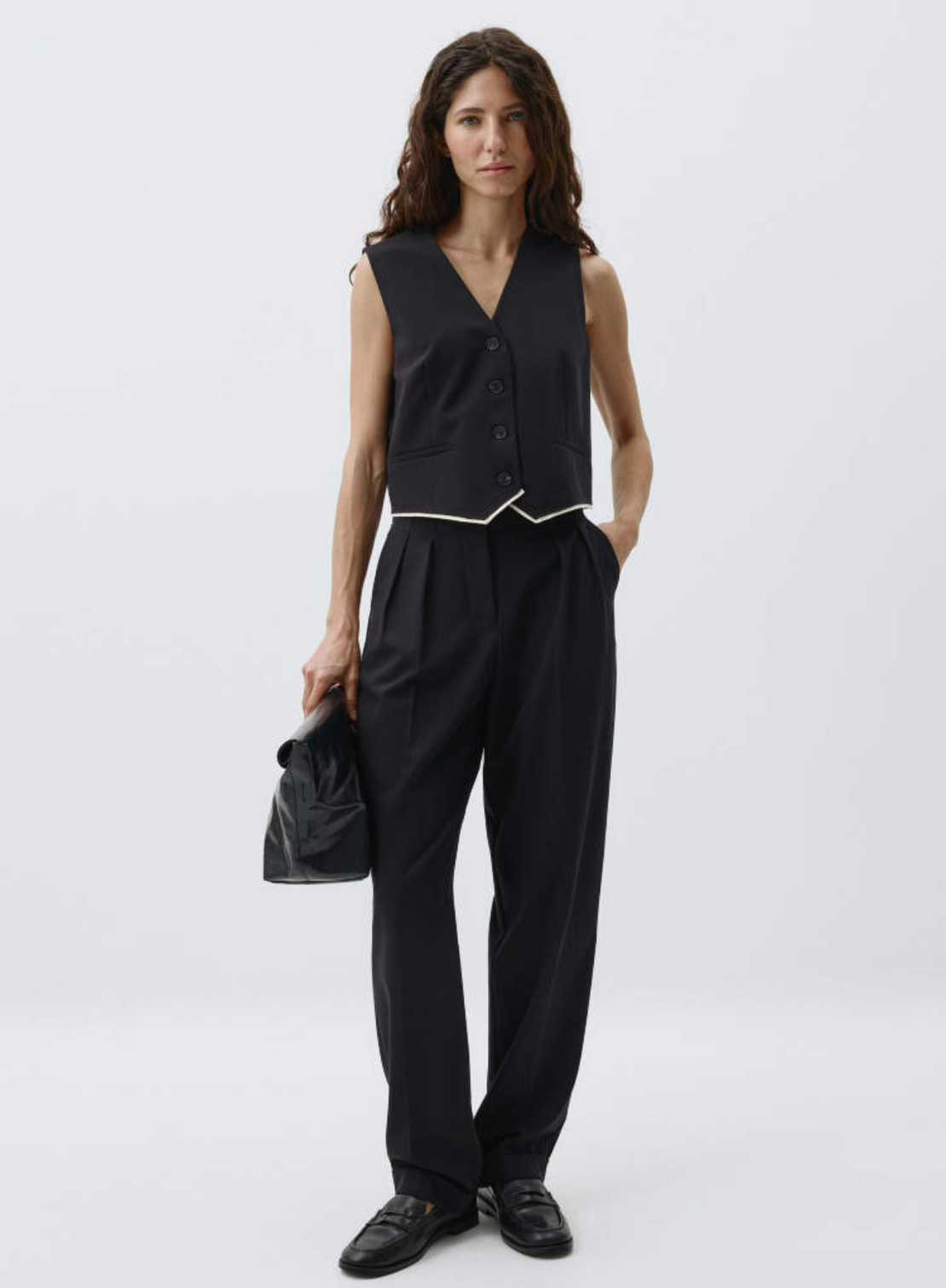City Edge Set  black - Къс елек и панталон с висока талия