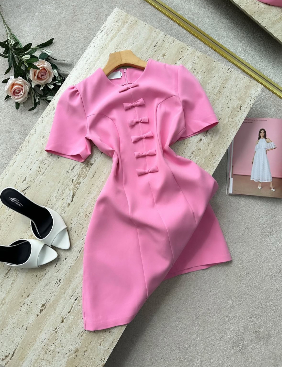 “Bella” pink - рокля с панделки