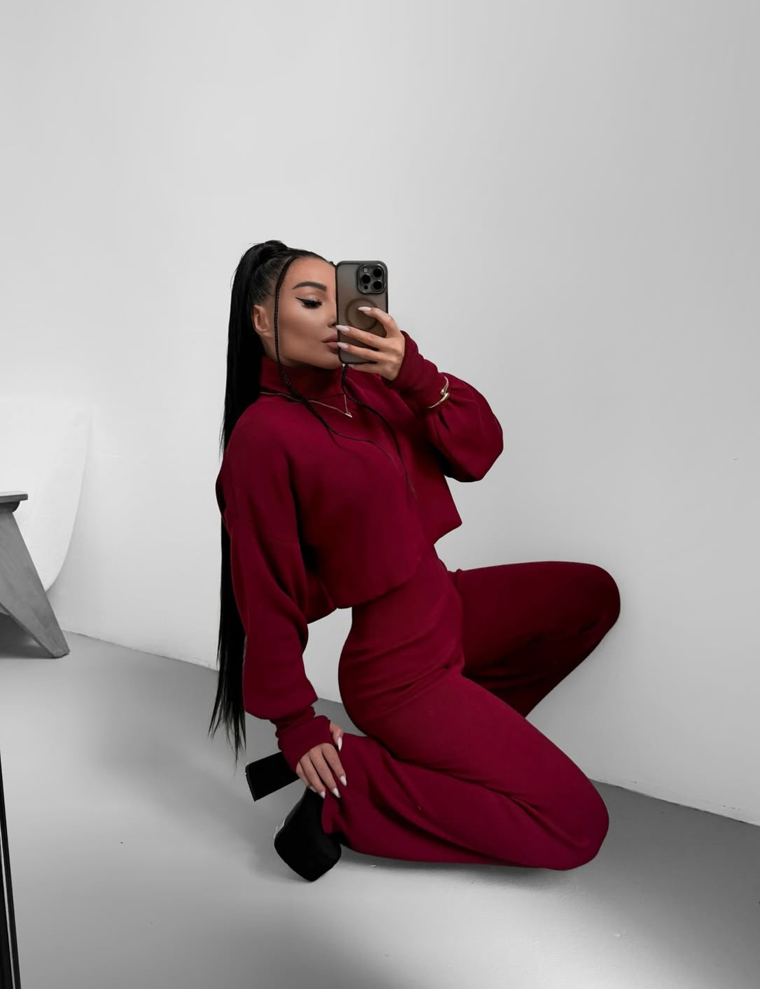Cozy Elegance Set Bordo - плетен комплект