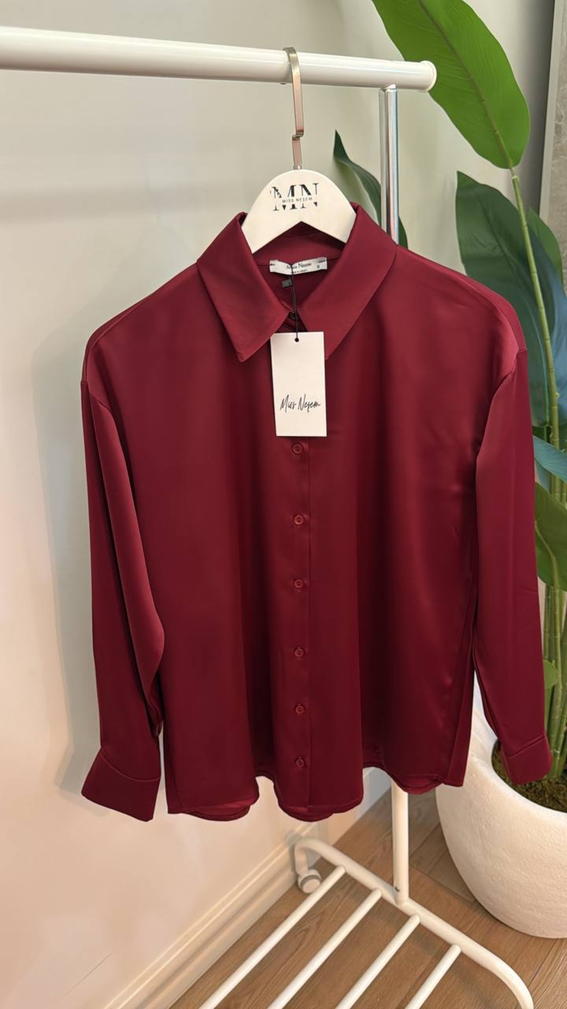 Midnight Satin Shirt Bordo- сатенена риза