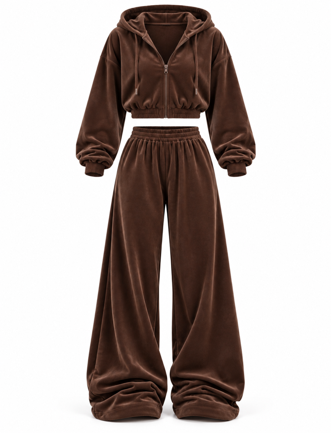 “ Velvet Glow Set “ brown - Велурен спортен екип 3 части