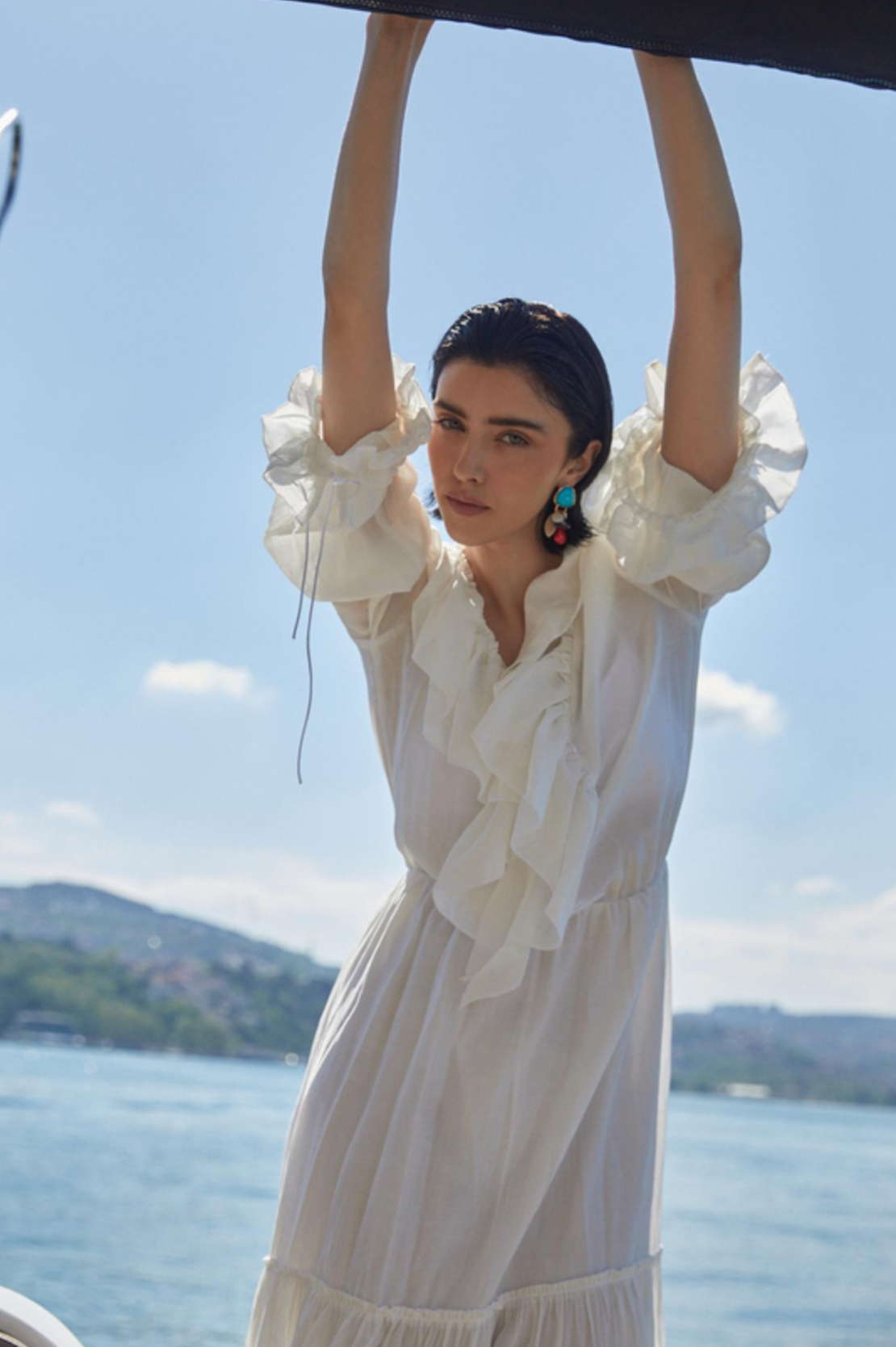 Дълга Риза-Рокля “Breeze Tie” white