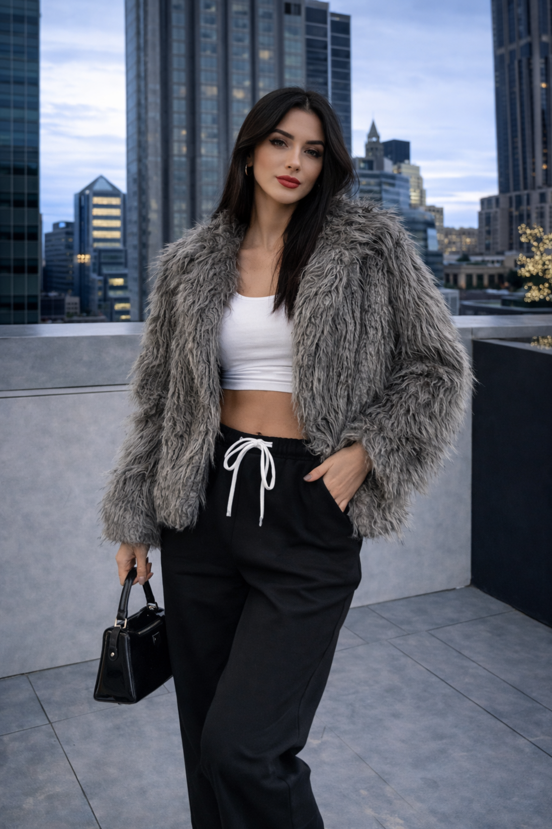 Дългокосместа лама-  палто Grey