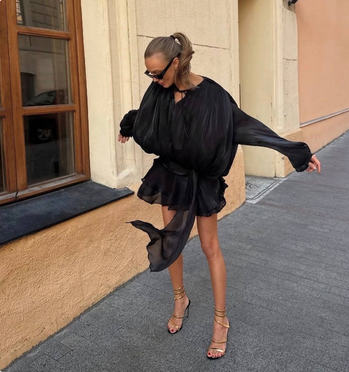 “ Ariana” black – Елегантна шифонена рокля