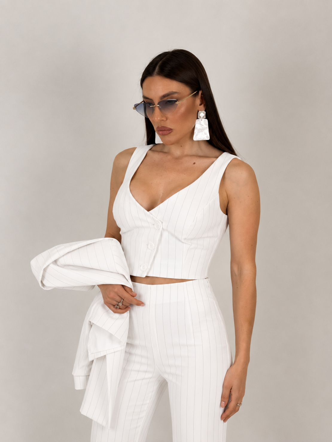 “ Sofia Pinstripe “ white - сако, елек и панталон