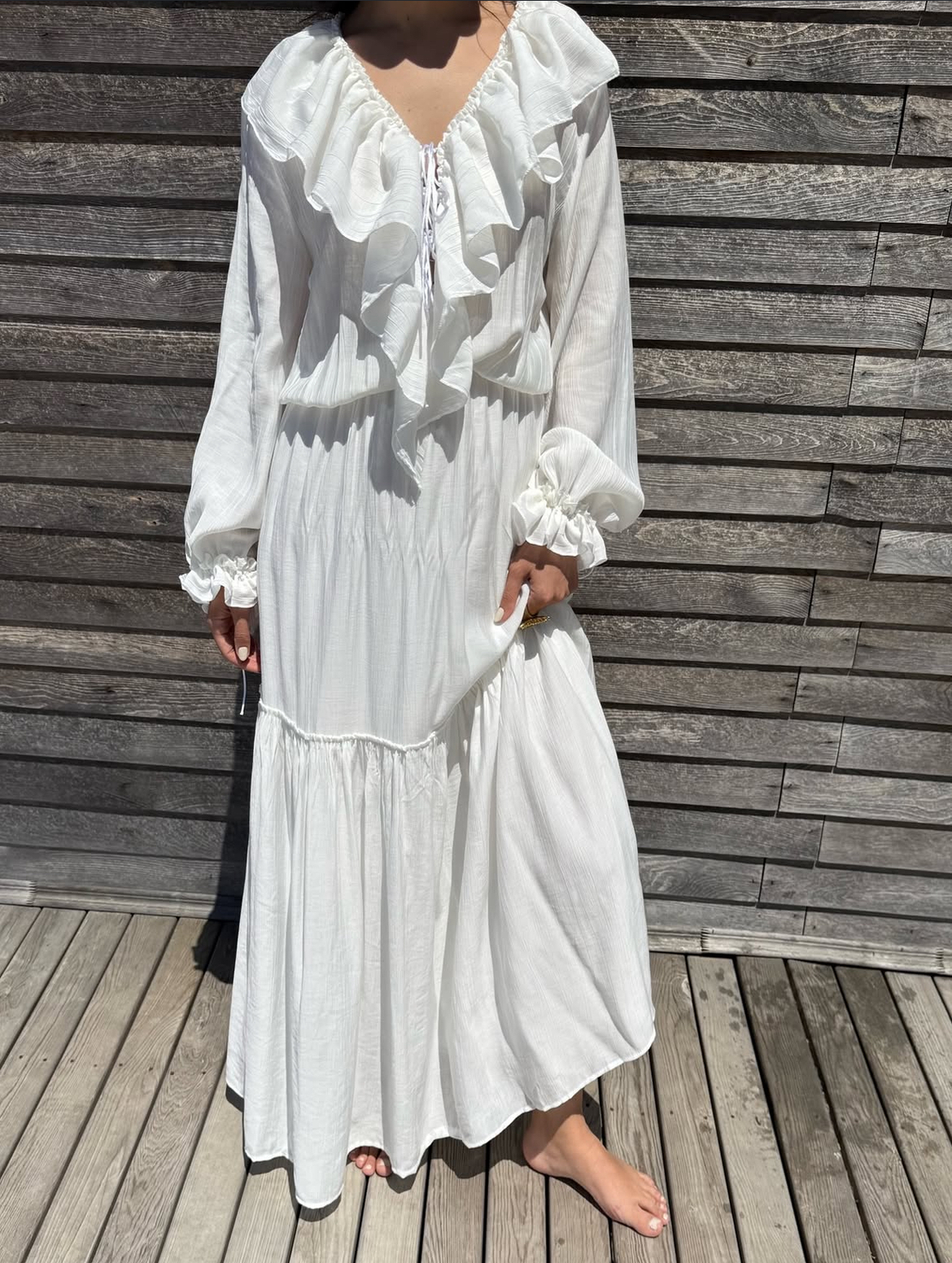 Дълга Риза-Рокля “Breeze Tie” white