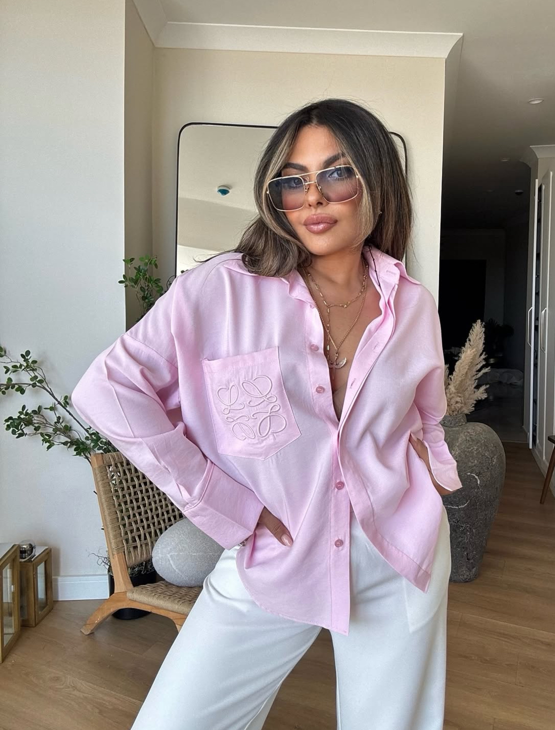 “Loewe Style” pink - Oversize риза