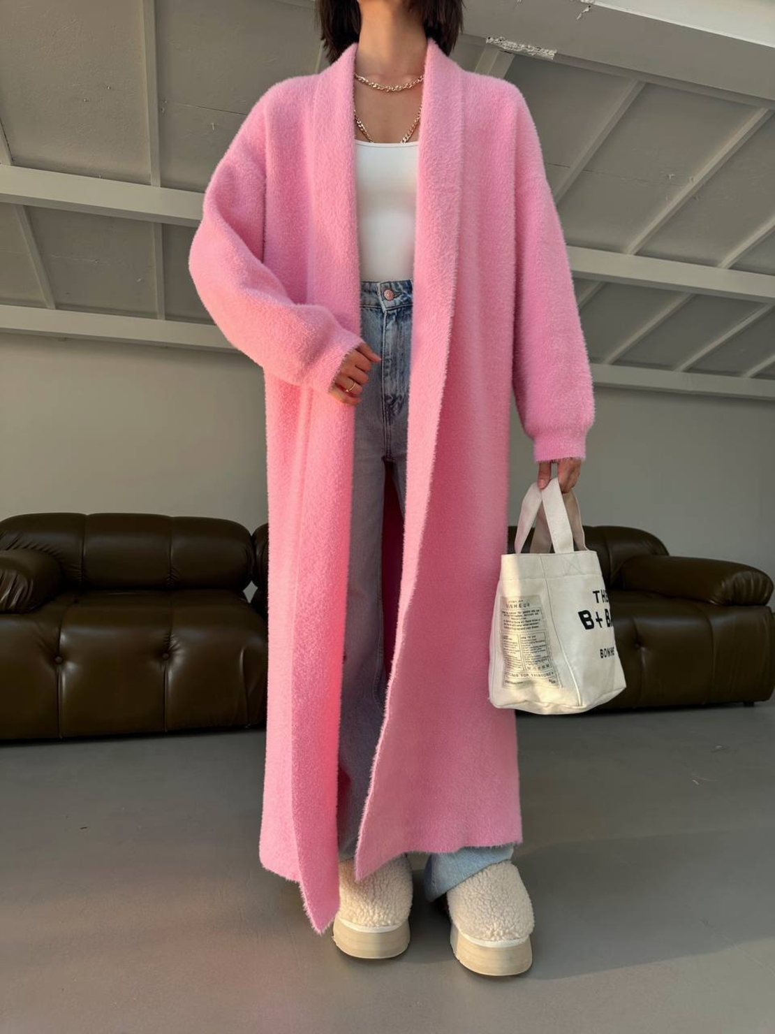 “ Soft Elegance “ pink - Дълга плетена жилетка