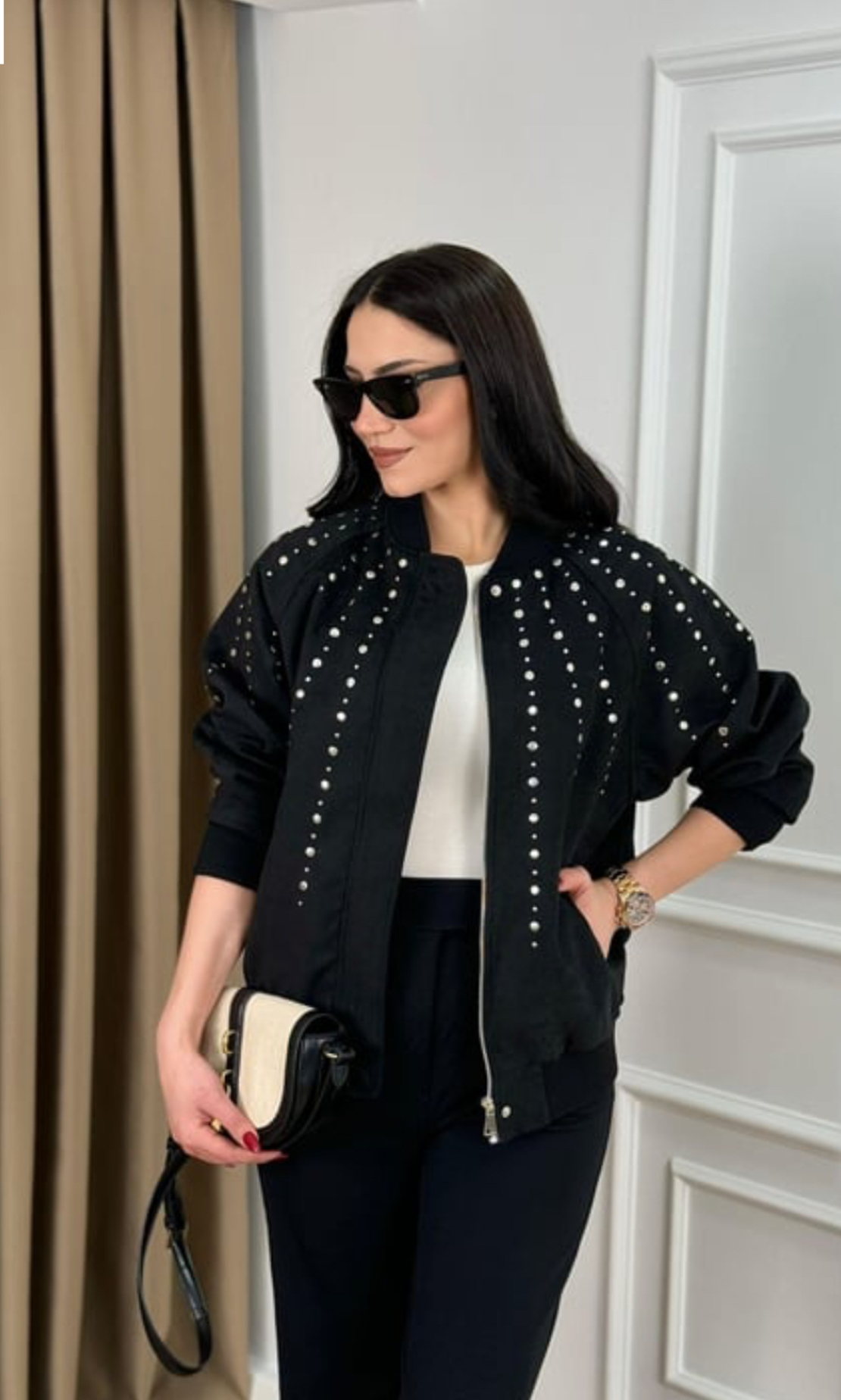 Bomber Chic  Black– яке/бомбър от набук с кабзи