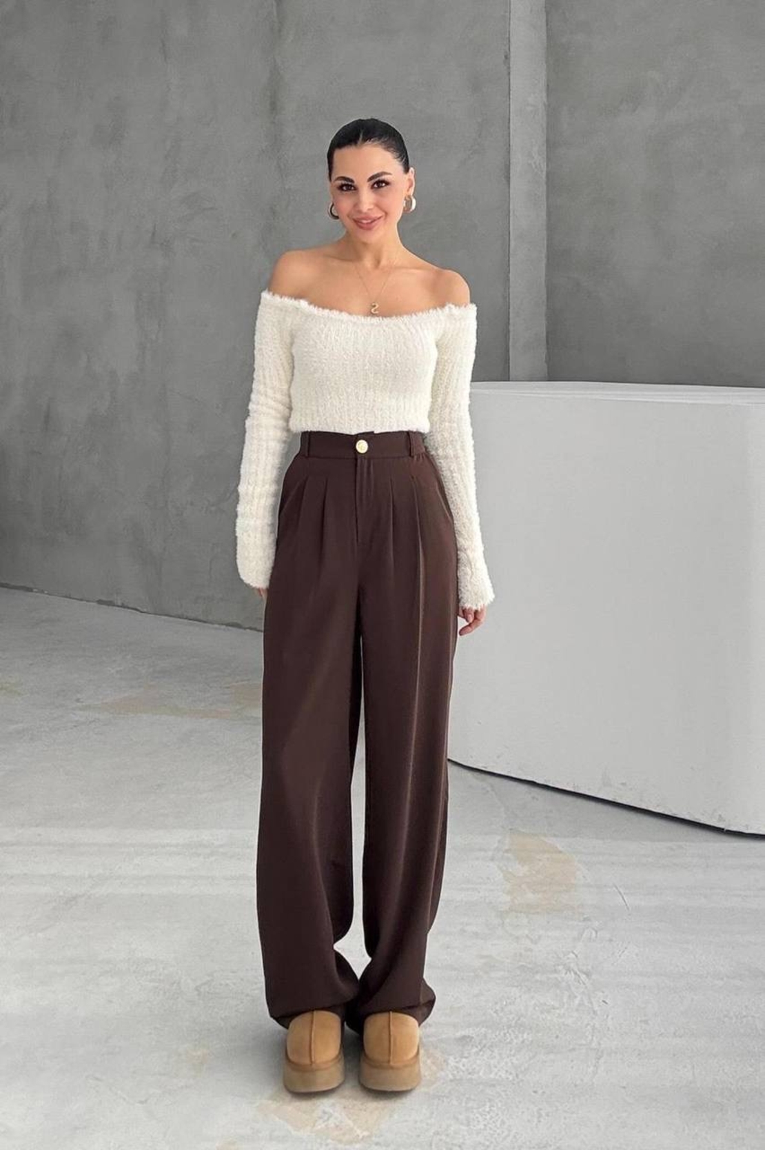 Mocha Wide High - Кафяв панталон