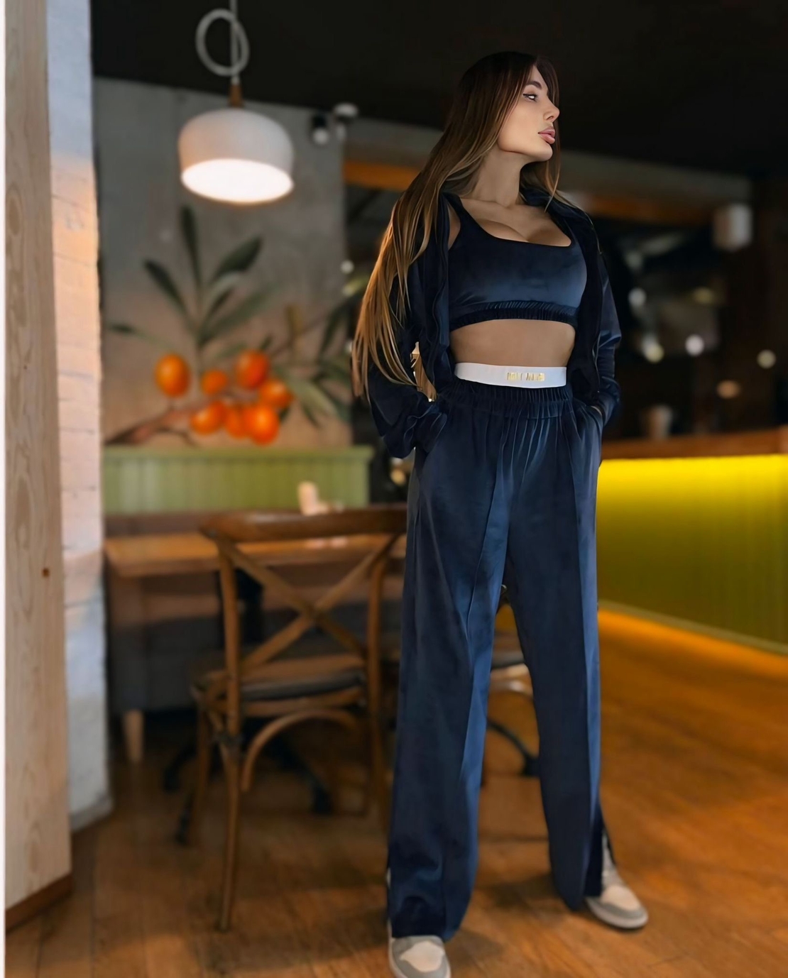 “ Rose Set “ blue - спортен екип от велур – 3 части