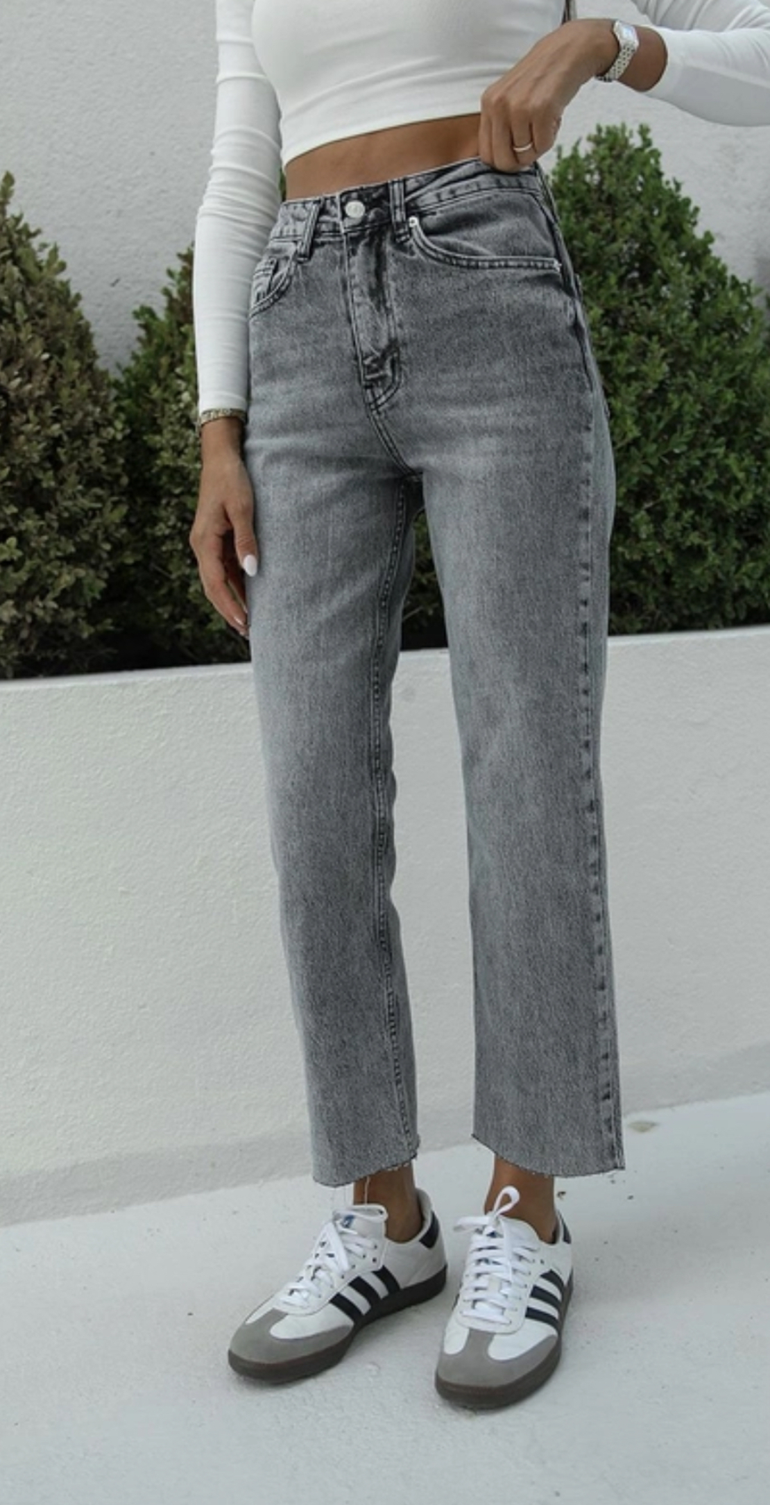 Дънки с висока талия Сиво